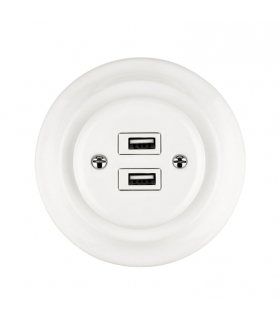Porselen 2 Girişli Priz (USB)