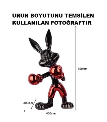Dekoratif Boxer Tavşan Heykelcik Mavi