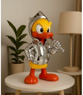 Büyük Dekoratif Duck Heykelcik Gümüş renk