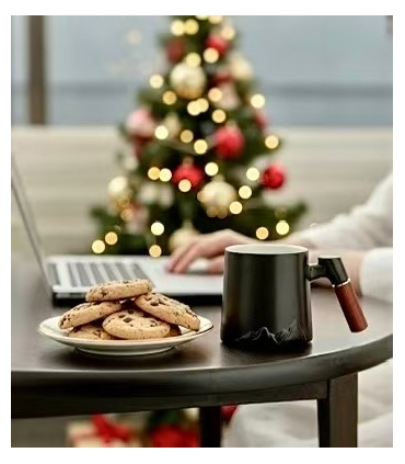 Porselen kupa, kapaklı ve süzgeçli (hediye paketi ile ) 400 ML , Siyah