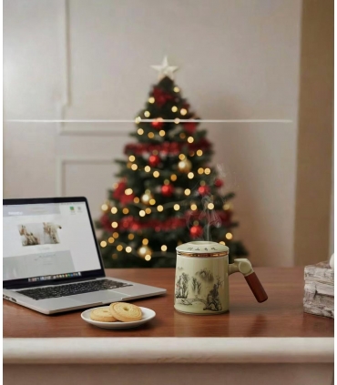 Porselen kupa, filtre ve kapaklı,  350 Ml