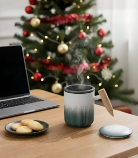 Seramik kupa, kapaklı ve süzgeçli, 380ML