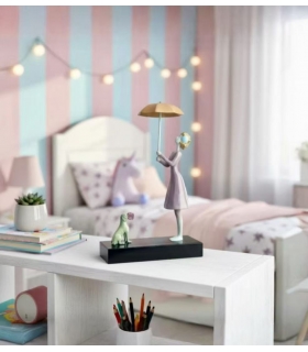 Dekoratif Şemsiyeli Heykelcik Pembe