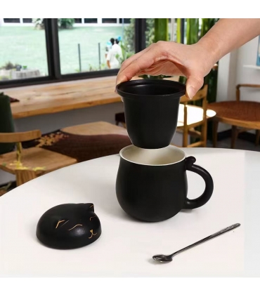 Çay fincanı, Japon tarzı porselen kupa, kapaklı ve süzgeçli 350ML