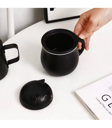 Çay fincanı, Japon tarzı porselen kupa, kapaklı ve süzgeçli 350ML