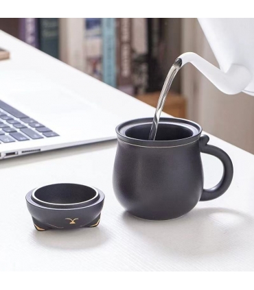 Çay fincanı, Japon tarzı porselen kupa, kapaklı ve süzgeçli 350ML