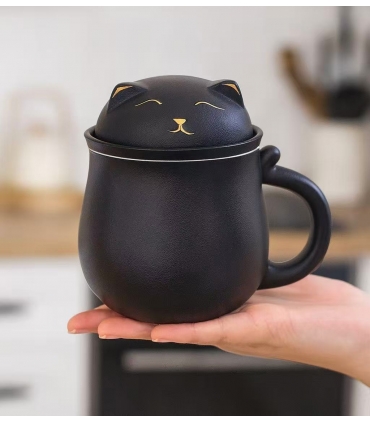 Çay fincanı, Japon tarzı porselen kupa, kapaklı ve süzgeçli 350ML