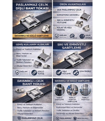 L Tipi Çelik Dişli Toka