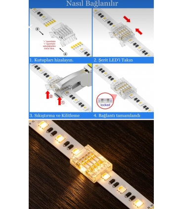 12mm RGB COB+SMD Şerit+Şerit IP 20 Bağlantı Konnektörü