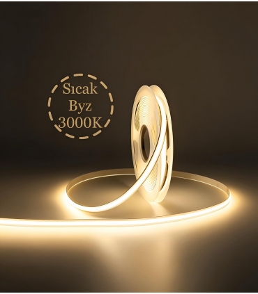 COB Şerit Led Sıcak Beyaz 8mm 12V